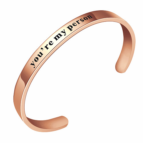 Commerce de gros style simple lettre de style classique placage en acier inoxydable bracelet plaqué or rose