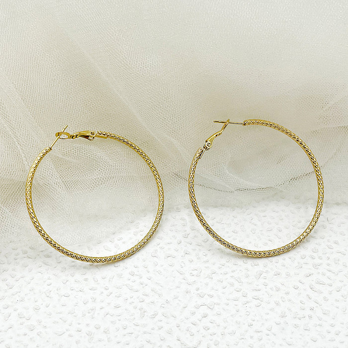 1 Pair Casual Exaggerated Simple Style Solid Color Plating Stainless Steel  14K Gold Plated Hoop Earrings
