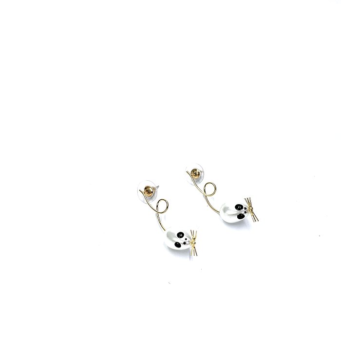 1 Pair Funny Animal Inlay Stainless Steel  Artificial Gemstones Ear Studs