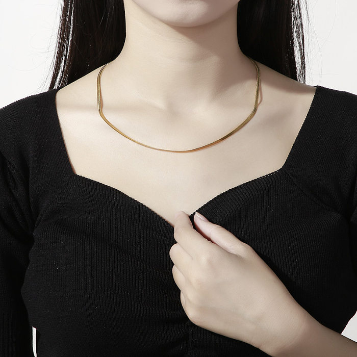 Collier créatif en forme d'os de serpent géométrique, chaîne en acier inoxydable, bijoux, vente en gros