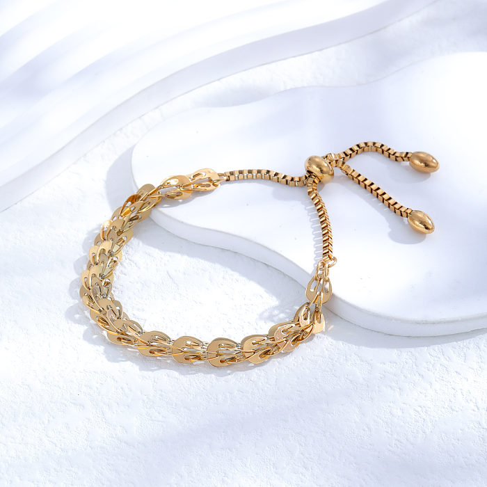 Classic Style Shiny Round Heart Shape Titanium Steel Plating Inlay Zircon 24K Gold Plated Bracelets