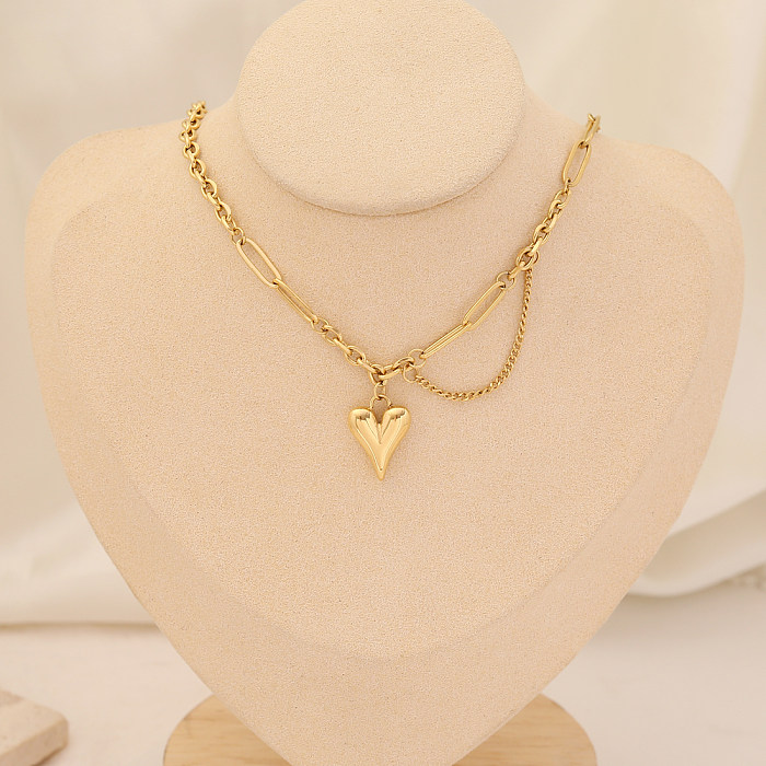 Moda coração forma de aço inoxidável em camadas colares banhado a ouro pérola colares de aço inoxidável 1 peça