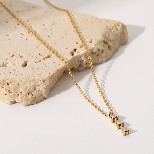 Fashion Geometric Stainless Steel  Pendant Necklace Plating Zircon Stainless Steel  Necklaces