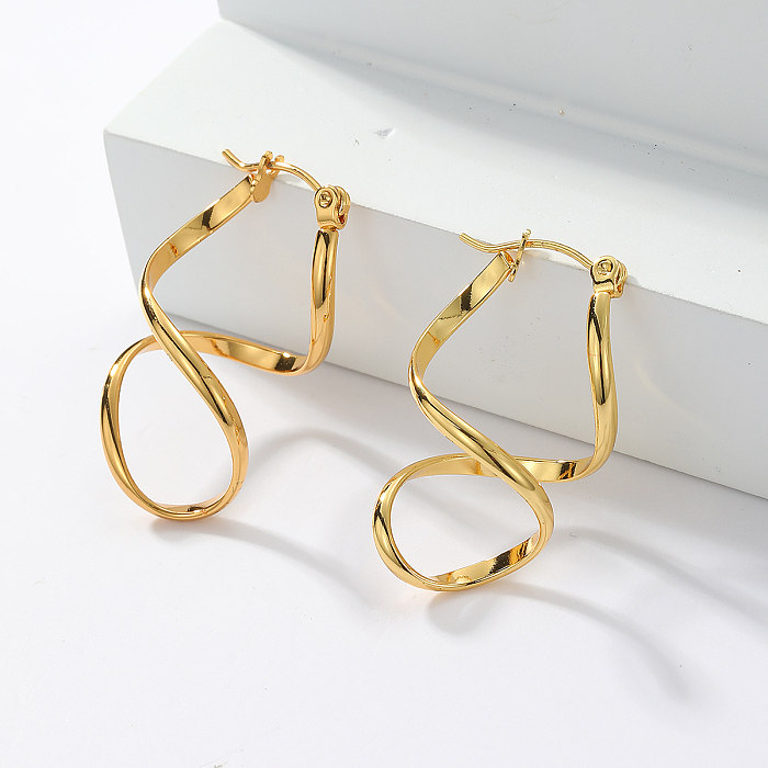 1 par de brincos banhados a ouro 18K geométricos irregulares estilo simples e elegante