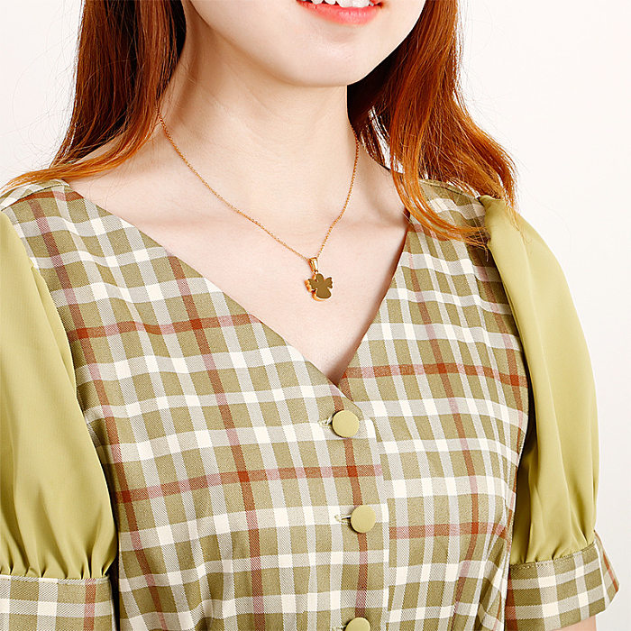 Bijoux vendus transfrontaliers en gros mode tempérament coréen collier ange en acier inoxydable collier pour femmes clavicule chaîne accessoires peuvent être envoyés au nom