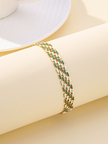 Bracelet plaqué or 18 carats en acier inoxydable avec bloc de couleur de style classique, vente en gros