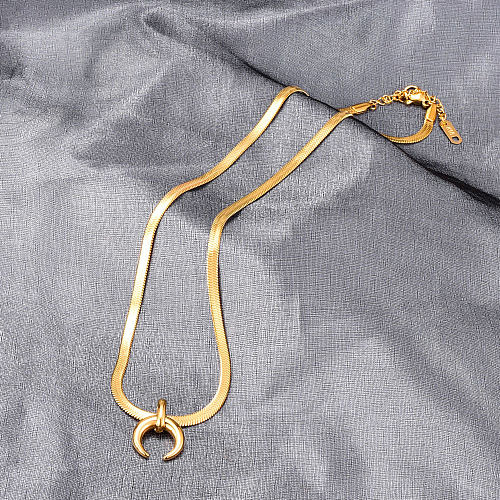 Wholesale Jewelry Snake Bone Chain Moon Pendant Stainless Steel Necklace jewelry