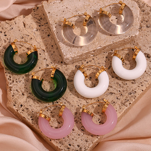 1 Paar Basic-Ohrringe im schlichten, klassischen Stil mit runder Beschichtung aus Edelstahl mit 18-Karat-Vergoldung