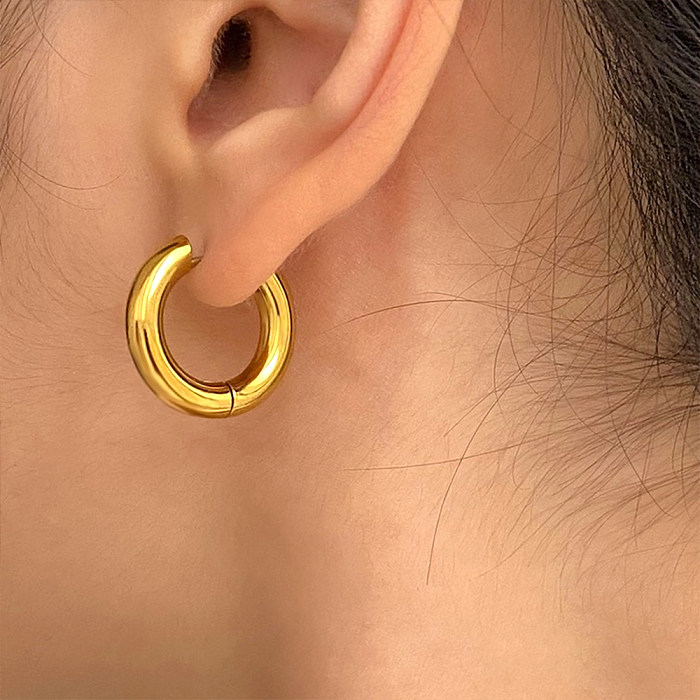 1 Paar schlichte Ohrringe mit Farbblock-Metallknöpfen aus Edelstahl mit 18-Karat-Vergoldung