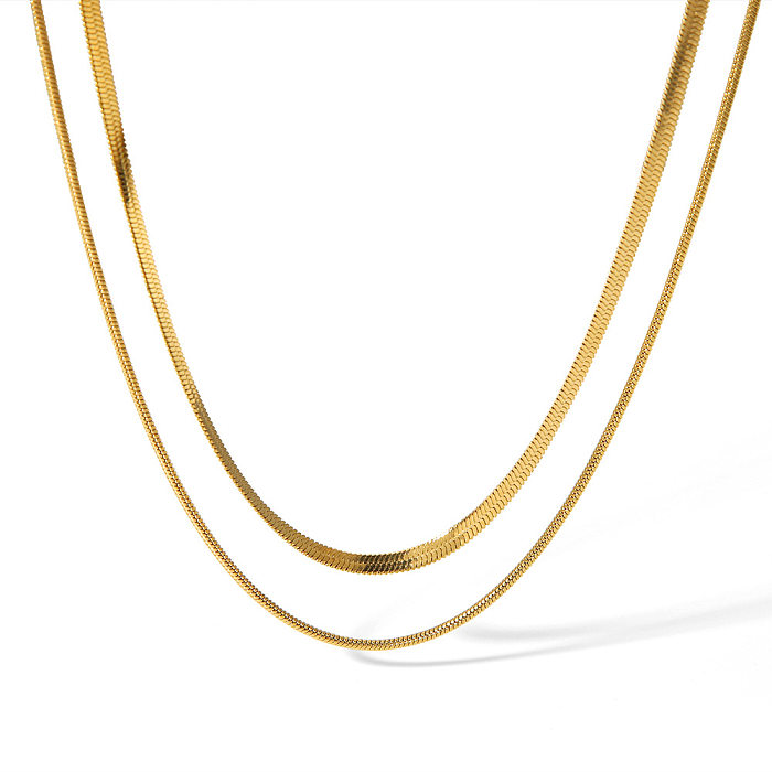 Collar retro chapado en oro de 18 quilates con revestimiento de acero inoxidable de color sólido