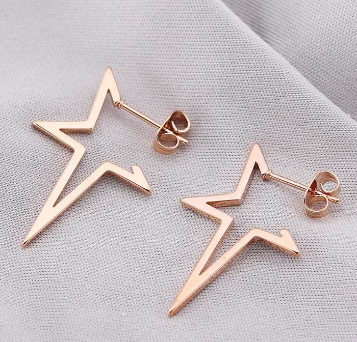 Fashion Star Stainless Steel  Star Hollow Out Drop Earrings 1 Pair