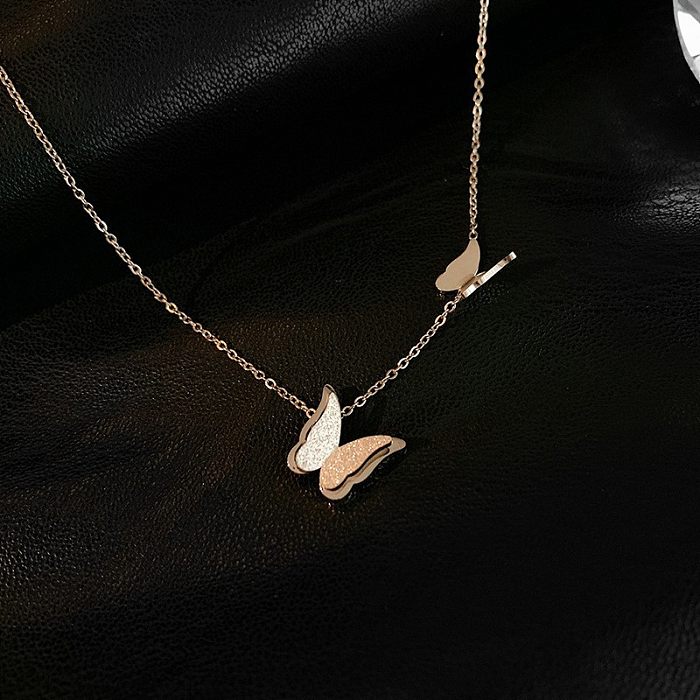 INS Style Geometric Butterfly Alloy Plating Layered Necklaces