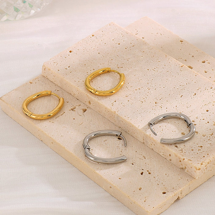 1 par de brincos de argola banhados a ouro 18K com revestimento oval brilhante para noivas