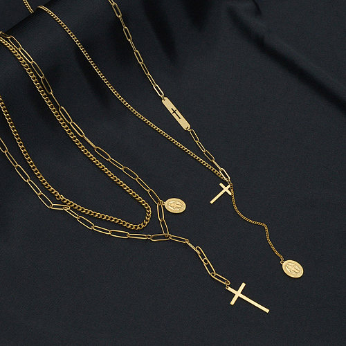 Modische Halskette mit Kreuz-Anhänger aus Edelstahl, 1 Stück