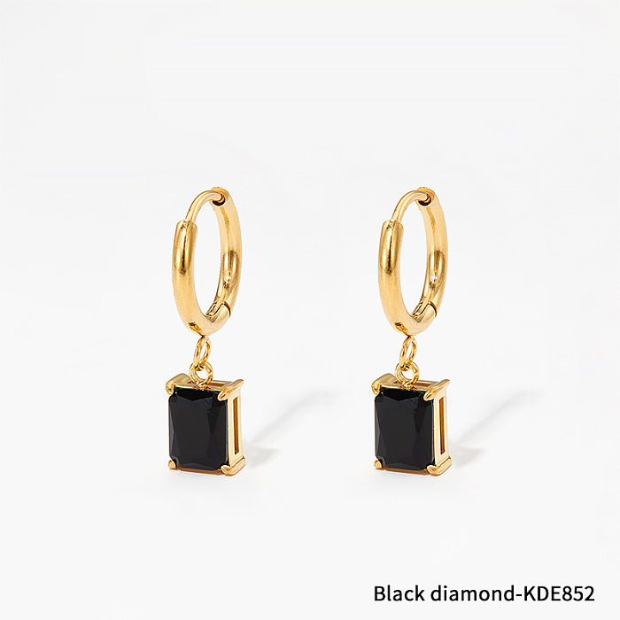 Fashion Square Stainless Steel  Earrings Inlay Zircon Stainless Steel  Earrings