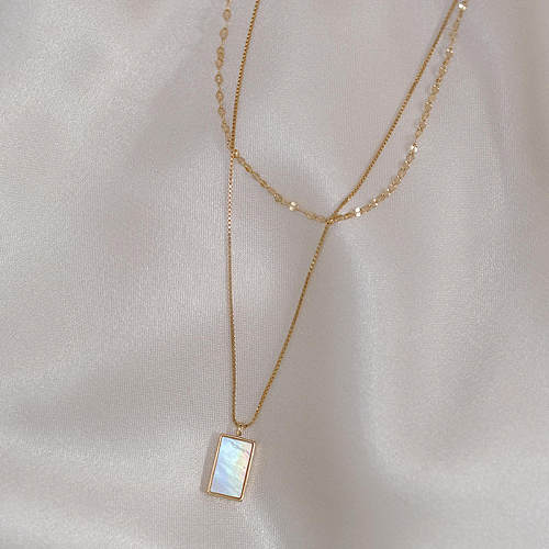 Simple Style Square Stainless Steel Plating Gold Plated Layered Necklaces