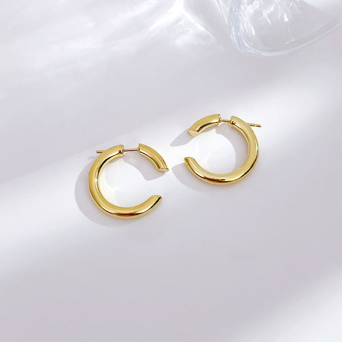 1 Pair Simple Style Geometric Stainless Steel  Gold Plated Earrings