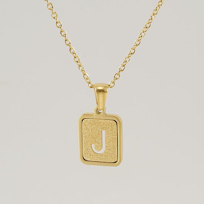 Modische Buchstaben-Quadrat-Edelstahl-Halskette. Halsketten aus Edelstahl