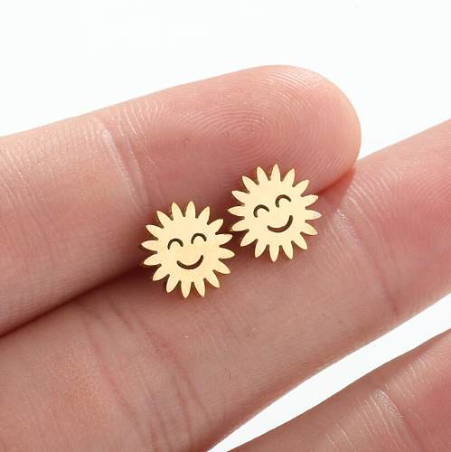 Fashion Sun Stainless Steel  Plating Ear Studs 1 Pair