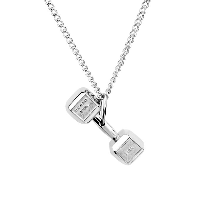 Casual Barbell Stainless Steel Plating Pendant Necklace