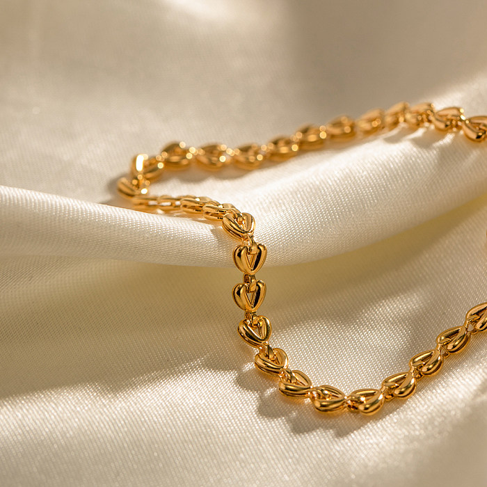 Bracelets plaqués or 18 carats en acier inoxydable en forme de cœur de style INS