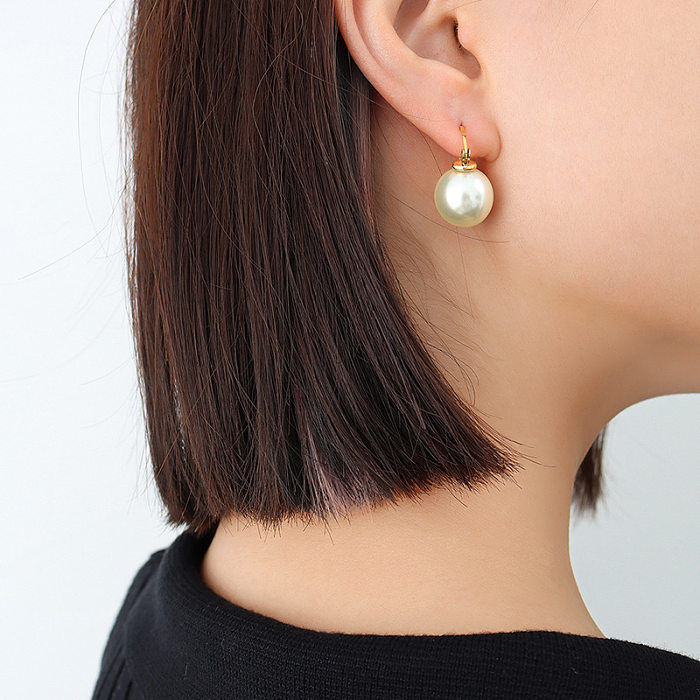 Simple Geometric Pearl Stainless Steel Ear Jewelry