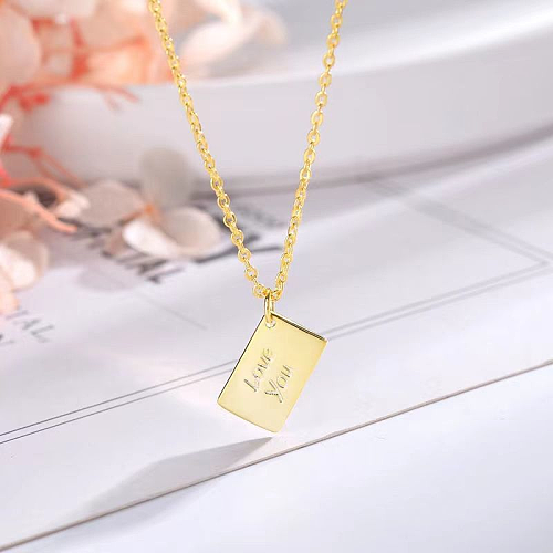 Collier pendentif plaqué or avec lettre d'enveloppe romantique, placage en acier inoxydable