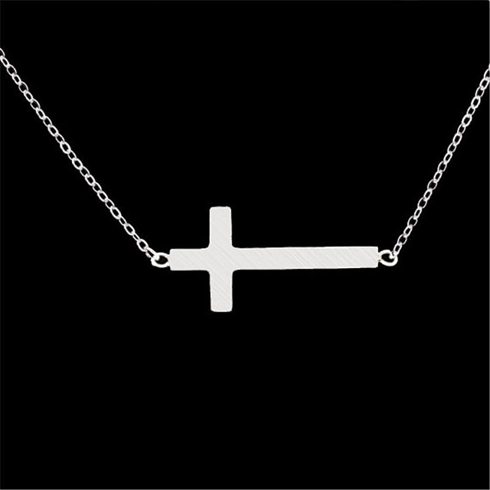 1 Piece Simple Style Cross Stainless Steel  Plating Necklace