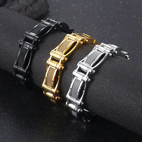 Bracelets plaqués en acier inoxydable de couleur unie Hip-Hop Rock