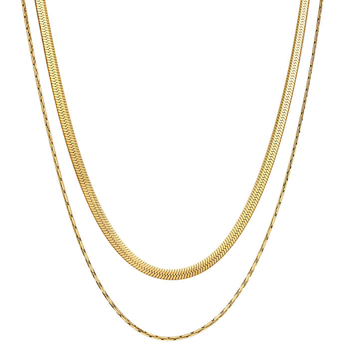 O ouro de aço inoxidável geométrico simples do estilo chapeou colares mergulhadas no volume