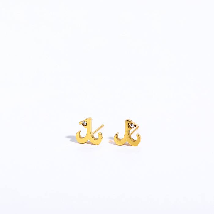 1 paire de clous d'oreilles plaqués or 18 carats, Style Simple, incrustation de placage de Constellation en acier inoxydable et Zircon