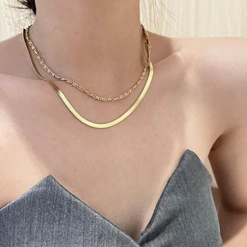 Fashion Solid Color Stainless Steel Layered Necklaces Stainless Steel  Necklaces