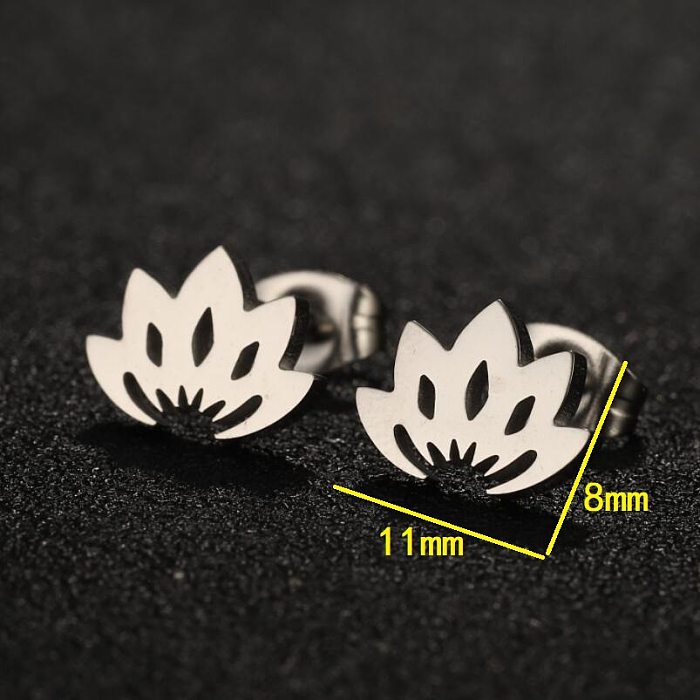 1 Pair Modern Style Simple Style Pumpkin Smiley Face Lotus Plating Hollow Out Stainless Steel  Ear Studs