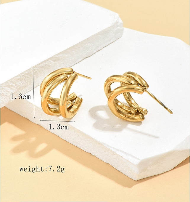 1 Piece Simple Style C Shape Stainless Steel Ear Studs