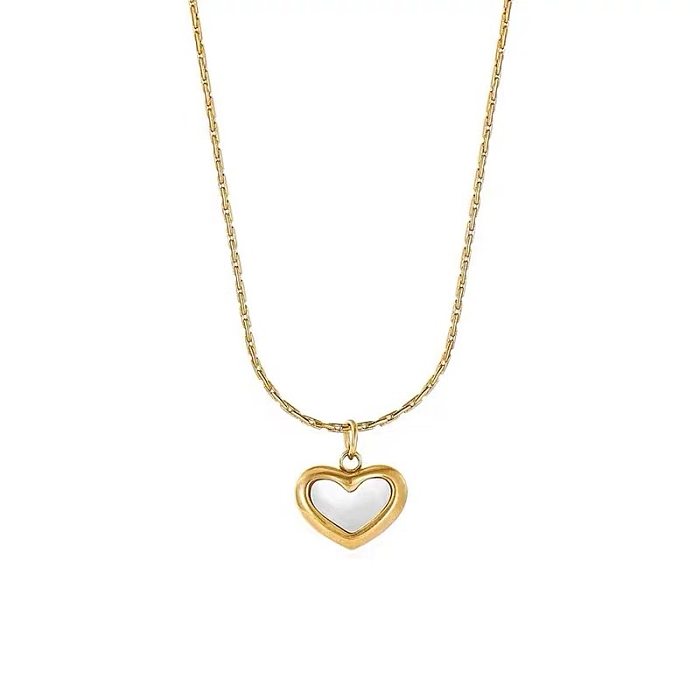 Simple Style Heart Shape Stainless Steel Plating Pendant Necklace 1 Piece