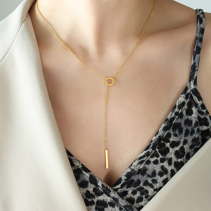 1 Piece Retro Geometric Stainless Steel Plating Necklace