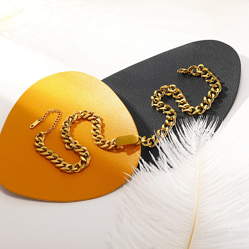Schlichter Stil, einfarbige Edelstahl-Beschichtungskette, vergoldete Halskette