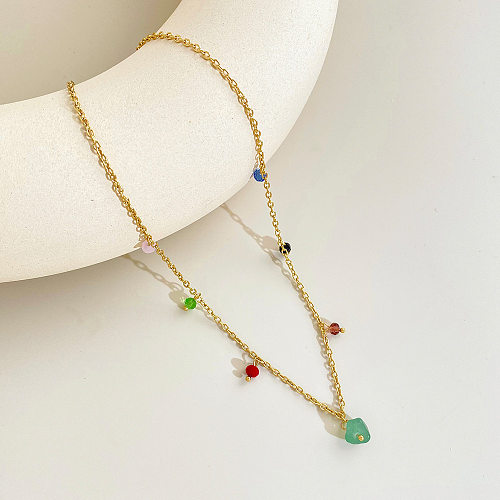 Einfache geometrische Edelstahl-Halskette mit Zirkon-Edelstahl-Halsketten