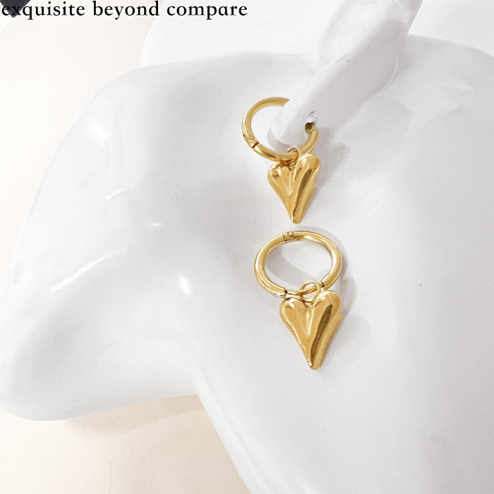 1 Paar elegante herzförmige Patchwork-Ohrringe aus Edelstahl