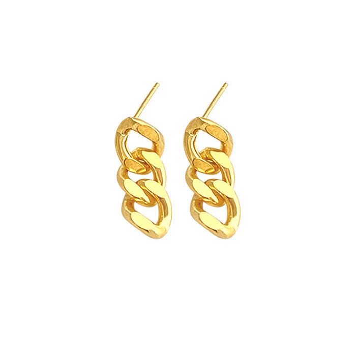 1 paire de boucles d'oreilles pendantes en acier inoxydable, chaîne plaquée géométrique de Style classique