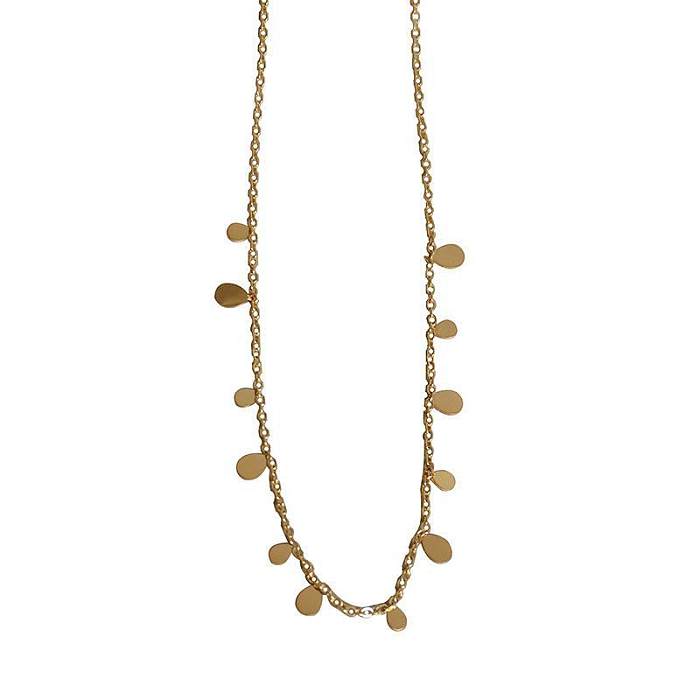 Collar chapado en oro de 18 quilates con revestimiento de acero inoxidable con gotas de agua cuadradas redondas de estilo simple