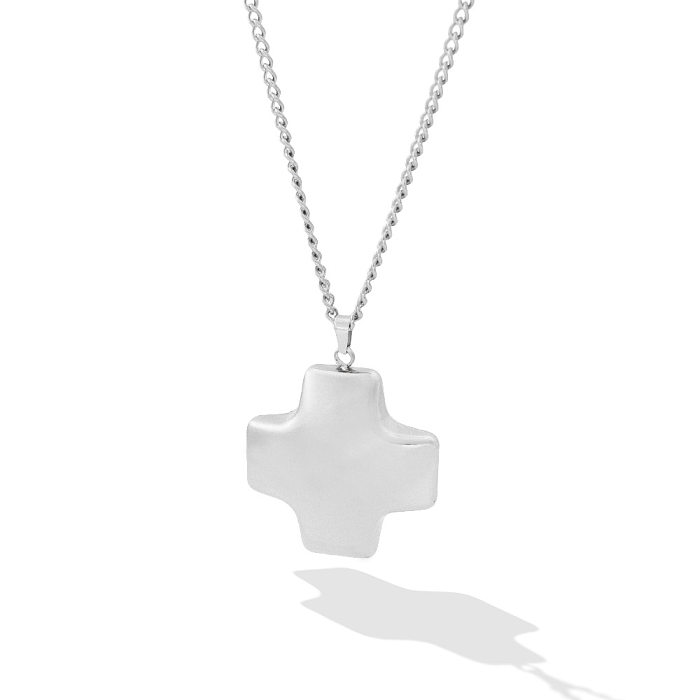 IG Style Schlichter Stil Kreuz-Anhänger-Halskette aus Edelstahl mit Edelstahlbeschichtung
