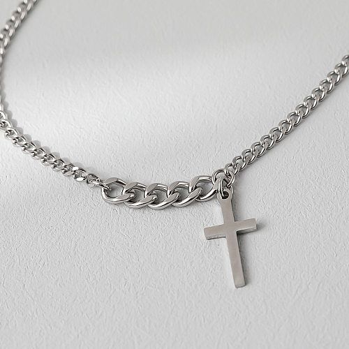Hip-Hop Modern Style Cross Stainless Steel Polishing Pendant Necklace
