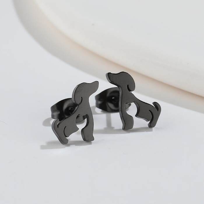 1 paire de clous d'oreilles plaqués en acier inoxydable pour chien, Style Simple