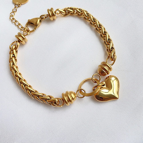 Bracelets de placage en acier titane en forme de coeur de style simple rétro