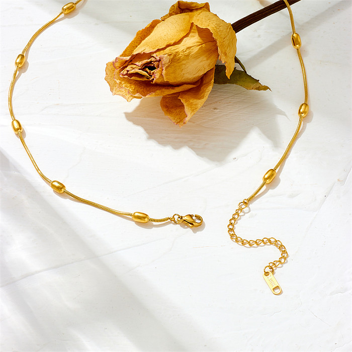 Schlichter Stil, einfarbige, vergoldete Halskette mit Edelstahlbeschichtung