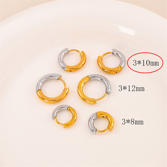 1 Pair Retro Simple Style Round Color Block Plating Stainless Steel  18K Gold Plated Ear Studs