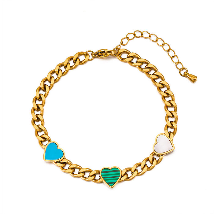 IG Style Round Square Heart Shape Stainless Steel Plating Inlay Malachite Bracelets