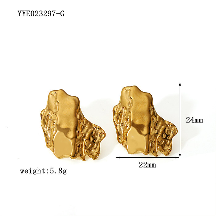 1 par de aretes chapados en oro de 18 quilates de acero inoxidable chapado en color sólido de estilo simple