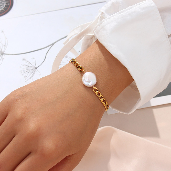 Vintage Style Simple Style Classic Style Geometric Stainless Steel 18K Gold Plated Bracelets